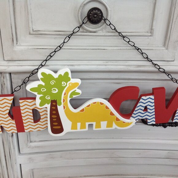 Adorable Kid Cave Dinosaur Room Sign - Picture 2 of 3